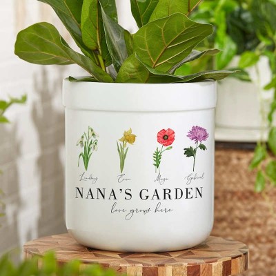 Birth Month Outdoor Flower Pot Personalized Grandma's Garden Gift for Mother's Day